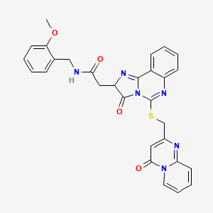 molecular formula C29H24N6O4S B2805716 N-[(2-甲氧苯基)甲基]-2-[3-氧代-5-[(4-氧代吡啶并[1,2-a]嘧啶-2-基)甲基硫醚]-2H-咪唑并[1,2-c]喹唑-2-基]乙酰胺 CAS No. 1024281-02-4