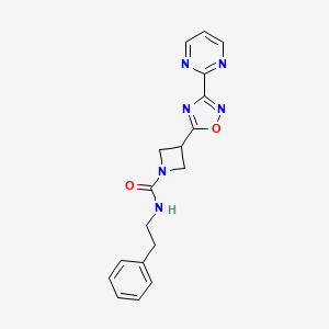 molecular formula C18H18N6O2 B2805717 N-phenethyl-3-(3-(pyrimidin-2-yl)-1,2,4-oxadiazol-5-yl)azetidine-1-carboxamide CAS No. 1323658-18-9