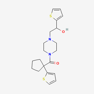 B2805730 (4-(2-Hydroxy-2-(thiophen-2-yl)ethyl)piperazin-1-yl)(1-(thiophen-2-yl)cyclopentyl)methanone CAS No. 1251687-89-4