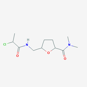 B2805735 5-[(2-Chloropropanoylamino)methyl]-N,N-dimethyloxolane-2-carboxamide CAS No. 2411202-03-2