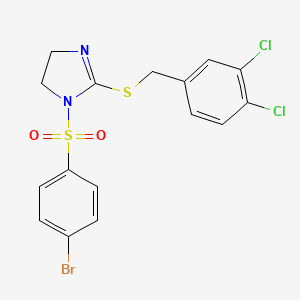 molecular formula C16H13BrCl2N2O2S2 B2805755 1-(4-溴苯基)磺酰-2-[(3,4-二氯苯基)甲基硫代]-4,5-二氢咪唑 CAS No. 868218-41-1