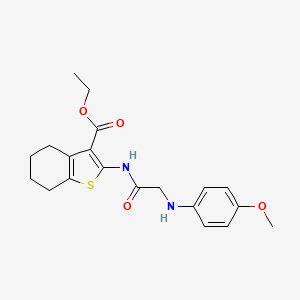 molecular formula C20H24N2O4S B2805759 乙酸-2-(2-((4-甲氧基苯基)氨基)乙酰氨基)-4,5,6,7-四氢苯并[b]噻吩-3-羧酸乙酯 CAS No. 455919-41-2