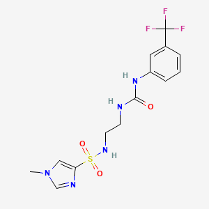 molecular formula C14H16F3N5O3S B2805766 1-甲基-N-(2-(3-(3-(三氟甲基)苯基)脲基)乙基)-1H-咪唑-4-磺酰胺 CAS No. 1788531-38-3