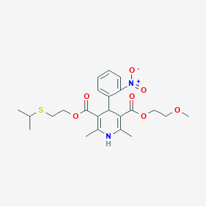 3-O-(2-methoxyethyl) 5-O-(2-propan-2-ylsulfanylethyl) 2,6-dimethyl-4-(2-nitrophenyl)-1,4-dihydropyridine-3,5-dicarboxylate