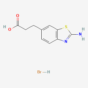 molecular formula C10H11BrN2O2S B2805770 3-(2-Aminobenzo[d]thiazol-6-yl)propanoic acid hydrobromide CAS No. 1052543-53-9