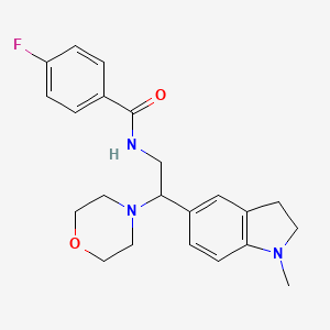 molecular formula C22H26FN3O2 B2805772 4-氟-N-(2-(1-甲基吲哚-5-基)-2-吗啉基乙基)苯甲酰胺 CAS No. 922088-54-8