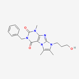 molecular formula C20H23N5O3 B2805785 3-benzyl-8-(3-hydroxypropyl)-1,6,7-trimethyl-1H-imidazo[2,1-f]purine-2,4(3H,8H)-dione CAS No. 903200-95-3