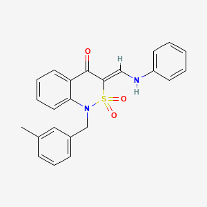 molecular formula C23H20N2O3S B2805792 (3Z)-3-(anilinomethylene)-1-(3-methylbenzyl)-1H-2,1-benzothiazin-4(3H)-one 2,2-dioxide CAS No. 892298-31-6
