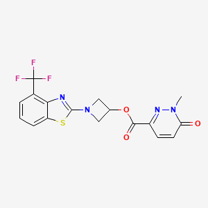 molecular formula C17H13F3N4O3S B2805797 1-(4-(三氟甲基)苯并[d]噻唑-2-基)氮杂环丁烷-3-基-1-甲基-6-氧代-1,6-二氢吡啶-3-羧酸酯 CAS No. 1396761-27-5