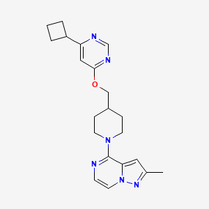B2805813 4-[4-[(6-Cyclobutylpyrimidin-4-yl)oxymethyl]piperidin-1-yl]-2-methylpyrazolo[1,5-a]pyrazine CAS No. 2415453-76-6