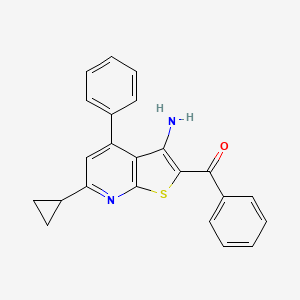 molecular formula C23H18N2OS B2805814 (3-氨基-6-环丙基-4-苯基噻吩[2,3-b]吡啶-2-基)(苯基)甲酮 CAS No. 189132-50-1