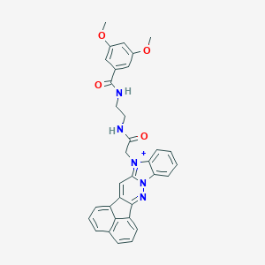 N-[2-[[2-(3,4-diaza-11-azoniahexacyclo[13.7.1.02,14.04,12.05,10.019,23]tricosa-1(22),2,5,7,9,11,13,15,17,19(23),20-undecaen-11-yl)acetyl]amino]ethyl]-3,5-dimethoxybenzamide