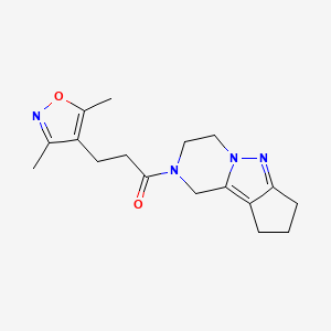 B2805824 3-(3,5-dimethylisoxazol-4-yl)-1-(3,4,8,9-tetrahydro-1H-cyclopenta[3,4]pyrazolo[1,5-a]pyrazin-2(7H)-yl)propan-1-one CAS No. 2034553-48-3