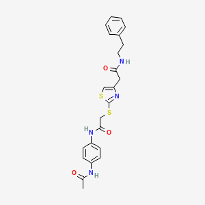 B2805825 N-(4-acetamidophenyl)-2-((4-(2-oxo-2-(phenethylamino)ethyl)thiazol-2-yl)thio)acetamide CAS No. 941891-87-8
