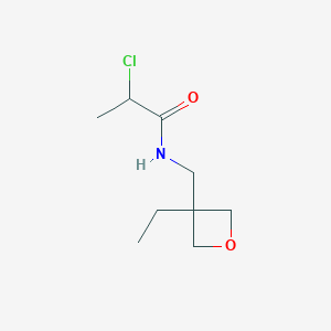 molecular formula C9H16ClNO2 B2805831 2-Chloro-N-[(3-ethyloxetan-3-yl)methyl]propanamide CAS No. 1857463-90-1