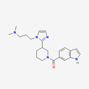 molecular formula C22H29N5O B2805836 [3-[1-[3-(Dimethylamino)propyl]-2-imidazolyl]-1-piperidinyl](6-indolyl)methanone CAS No. 1497695-01-8