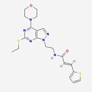 molecular formula C20H24N6O2S2 B2805846 (E)-N-(2-(6-(乙硫基)-4-吗啉基-1H-嘧啶并[3,4-d]嘧啶-1-基)乙基)-3-(噻吩-2-基)丙烯酰胺 CAS No. 1173357-84-0