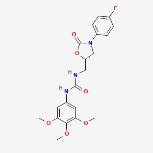 molecular formula C20H22FN3O6 B2805849 1-((3-(4-Fluorophenyl)-2-oxooxazolidin-5-yl)methyl)-3-(3,4,5-trimethoxyphenyl)urea CAS No. 954608-29-8