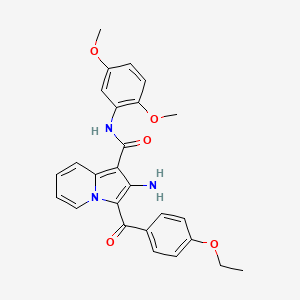 molecular formula C26H25N3O5 B2805864 2-氨基-N-(2,5-二甲氧基苯基)-3-(4-乙氧苯甲酰)吲哚啉-1-甲酰胺 CAS No. 903314-08-9