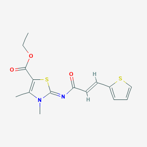 (Z)-ethyl 3,4-dimethyl-2-(((E)-3-(thiophen-2-yl)acryloyl)imino)-2,3-dihydrothiazole-5-carboxylate