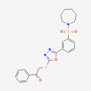 2-((5-(3-(Azepan-1-ylsulfonyl)phenyl)-1,3,4-oxadiazol-2-yl)thio)-1-phenylethanone