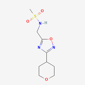 molecular formula C9H15N3O4S B2805877 N-((3-(tetrahydro-2H-pyran-4-yl)-1,2,4-oxadiazol-5-yl)methyl)methanesulfonamide CAS No. 2034379-08-1