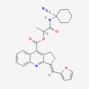 molecular formula C28H27N3O4 B2805880 [1-[(1-cyanocyclohexyl)amino]-1-oxopropan-2-yl] (3E)-3-(furan-2-ylmethylidene)-1,2-dihydrocyclopenta[b]quinoline-9-carboxylate CAS No. 937875-77-9
