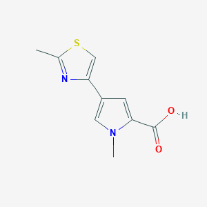 molecular formula C10H10N2O2S B2805881 1-methyl-4-(2-methyl-1,3-thiazol-4-yl)-1H-pyrrole-2-carboxylic acid CAS No. 877041-31-1