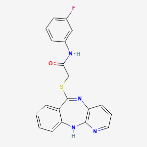 molecular formula C20H15FN4OS B2805892 2-((11H-benzo[e]pyrido[3,2-b][1,4]diazepin-6-yl)thio)-N-(3-fluorophenyl)acetamide CAS No. 920346-41-4