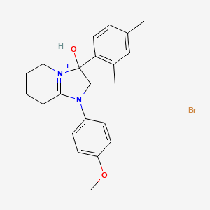3-(2,4-Dimethylphenyl)-3-hydroxy-1-(4-methoxyphenyl)-2,3,5,6,7,8-hexahydroimidazo[1,2-a]pyridin-1-ium bromide