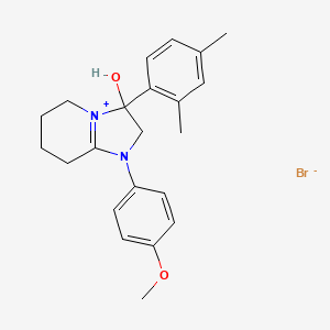 molecular formula C22H27BrN2O2 B2805912 3-(2,4-二甲基苯基)-3-羟基-1-(4-甲氧基苯基)-2,3,5,6,7,8-六氢咪唑并[1,2-a]吡啶-1-ium 溴化物 CAS No. 1107549-52-9