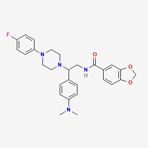 molecular formula C28H31FN4O3 B2805915 N-(2-(4-(二甲胺)苯基)-2-(4-(4-氟苯基)哌嗪-1-基)乙基)苯并[d][1,3]二噁烷-5-甲酰胺 CAS No. 946287-01-0