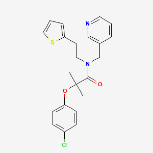 2-(4-chlorophenoxy)-2-methyl-N-(pyridin-3-ylmethyl)-N-(2-(thiophen-2-yl)ethyl)propanamide