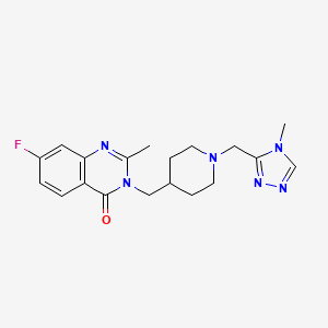 molecular formula C19H23FN6O B2805922 7-Fluoro-2-methyl-3-[[1-[(4-methyl-1,2,4-triazol-3-yl)methyl]piperidin-4-yl]methyl]quinazolin-4-one CAS No. 2415516-78-6