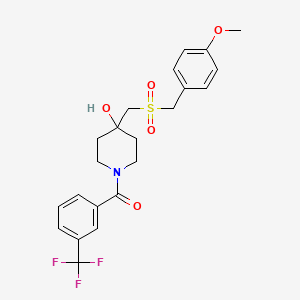 (4-Hydroxy-4-{[(4-methoxybenzyl)sulfonyl]methyl}piperidino)[3-(trifluoromethyl)phenyl]methanone