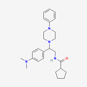N-(2-(4-(dimethylamino)phenyl)-2-(4-phenylpiperazin-1-yl)ethyl)cyclopentanecarboxamide