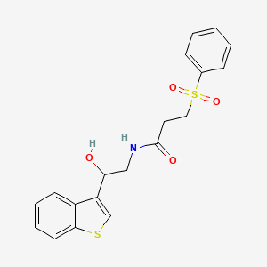 molecular formula C19H19NO4S2 B2805945 N-(2-(benzo[b]thiophen-3-yl)-2-hydroxyethyl)-3-(phenylsulfonyl)propanamide CAS No. 2097884-47-2