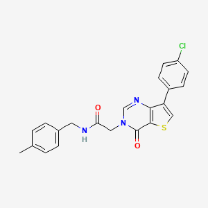 molecular formula C22H18ClN3O2S B2805956 2-[7-(4-chlorophenyl)-4-oxothieno[3,2-d]pyrimidin-3(4H)-yl]-N-(4-methylbenzyl)acetamide CAS No. 1105222-47-6