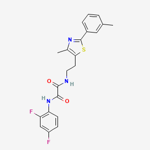 molecular formula C21H19F2N3O2S B2805962 N1-(2,4-二氟苯基)-N2-(2-(4-甲基-2-(间甲苯)噻唑-5-基)乙基)草酰胺 CAS No. 894017-79-9