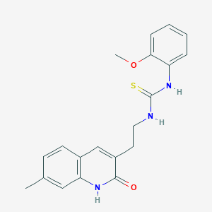 molecular formula C20H21N3O2S B2805970 1-(2-Methoxyphenyl)-3-(2-(7-methyl-2-oxo-1,2-dihydroquinolin-3-yl)ethyl)thiourea CAS No. 887890-73-5