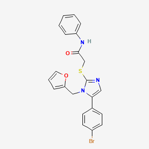 molecular formula C22H18BrN3O2S B2805972 2-((5-(4-bromophenyl)-1-(furan-2-ylmethyl)-1H-imidazol-2-yl)thio)-N-phenylacetamide CAS No. 1206997-53-6
