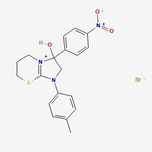 molecular formula C19H20BrN3O3S B2805981 3-羟基-3-(4-硝基苯基)-1-(对甲苯基)-3,5,6,7-四氢-2H-咪唑并[2,1-b][1,3]噻嗪-1-铵溴化物 CAS No. 1106750-45-1