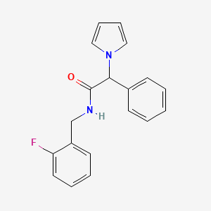 molecular formula C19H17FN2O B2805995 N-(2-氟苄基)-2-苯基-2-(1H-吡咯-1-基)乙酰胺 CAS No. 1351590-22-1