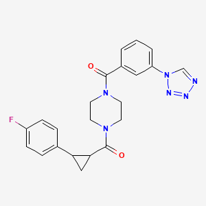 molecular formula C22H21FN6O2 B2805999 (4-(3-(1H-tetrazol-1-yl)benzoyl)piperazin-1-yl)(2-(4-fluorophenyl)cyclopropyl)methanone CAS No. 1211377-54-6