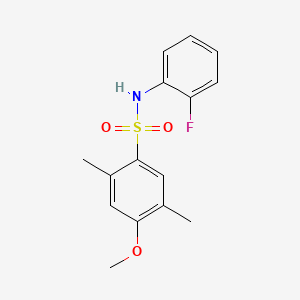 molecular formula C15H16FNO3S B2806002 N-(2-fluorophenyl)-4-methoxy-2,5-dimethylbenzenesulfonamide CAS No. 825608-59-1