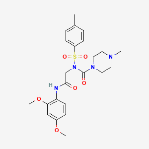molecular formula C23H30N4O6S B2806006 N-(2-((2,4-dimethoxyphenyl)amino)-2-oxoethyl)-4-methyl-N-tosylpiperazine-1-carboxamide CAS No. 887196-75-0