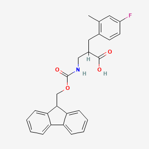 molecular formula C26H24FNO4 B2806014 2-[(9H-Fluoren-9-ylmethoxycarbonylamino)methyl]-3-(4-fluoro-2-methylphenyl)propanoic acid CAS No. 2138434-84-9