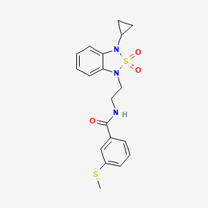 molecular formula C19H21N3O3S2 B2806025 N-(2-(3-环丙基-2,2-二氧代-1,3-二氢-2lambda6,1,3-苯并噻二唑-1-基)乙基)-3-(甲硫基)苯甲酰胺 CAS No. 2097919-91-8