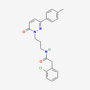 molecular formula C22H22ClN3O2 B2806026 2-(2-氯苯基)-N-(3-(6-氧代-3-(对甲苯基)吡啶并[1,2,4]嘧啶-1(6H)-基)丙基)乙酰胺 CAS No. 1058498-42-2