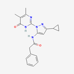 molecular formula C20H21N5O2 B2806037 N-(3-cyclopropyl-1-(4,5-dimethyl-6-oxo-1,6-dihydropyrimidin-2-yl)-1H-pyrazol-5-yl)-2-phenylacetamide CAS No. 1203254-32-3